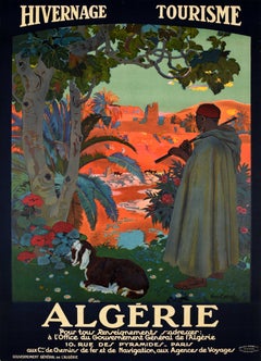 Manifesto di viaggio d'epoca originale del Nord Africa: Algeria, Algerie, Hivernage, Turismo
