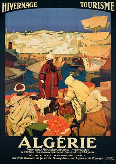 Original Antique Africa Travel Poster Algeria Algerie Hivernage Tourisme Cauvy