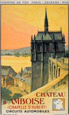 Original-Vintage-Bahnreiseplakat: Château d’Amboise, Loiretal, Frankreich