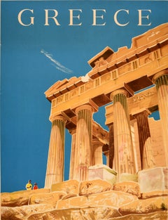 Original Vintage Travel Poster Greece Athens The Parthenon Sharland Negus