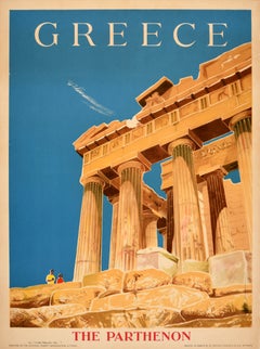 Original Vintage Travel Poster Greece Athens The Parthenon Sharland Negus
