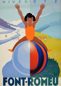 Original Vintage Travel Poster Font Romeu Sante De l'Enfant France Commarmond