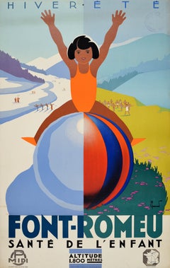 Original Vintage Travel Poster Font Romeu Sante De l'Enfant France Commarmond