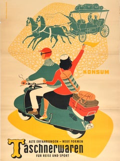Original Vintage German Advertising Poster Konsum Leather Goods Stagecoach GDR