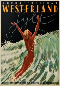 Original Vintage Travel Poster North Sea Spa Westerland Sylt Island Germany