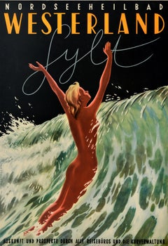 Original Vintage Travel Poster North Sea Spa Westerland Sylt Island Germany