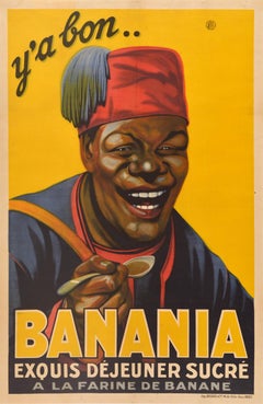 Original Antique French Advertising Poster Banania Drink Tirailleur Senegalais
