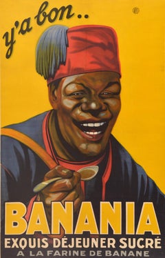 Original Antique French Advertising Poster Banania Drink Tirailleur Senegalais