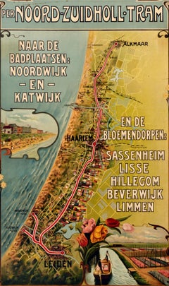 Original Antique Travel Poster North South Holland Tramway Netherlands