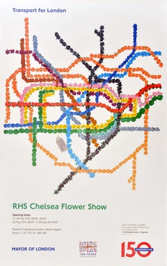 Original London Underground Travel Poster RHS Chelsea Flower Show Tube Map
