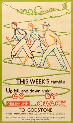 Original Vintage Travel Poster This Week's Ramble Green Line London Transport