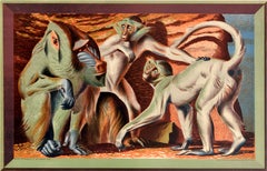 Original Vintage Art Education Poster Mandrill And Mangabeys Hans Feibusch