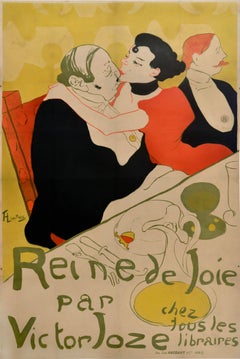 Original Antique Advertising Poster Reine De Joie Queen Of Joy Toulouse Lautrec