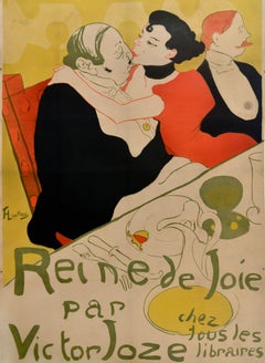 Original Antique Advertising Poster Reine De Joie Queen Of Joy Toulouse Lautrec