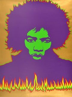 Original Vintage Psychedelic Pop Art Screen Print Poster Jimi Hendrix Music
