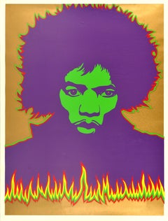 Original Vintage Psychedelic Pop Art Screen Print Poster Jimi Hendrix Music