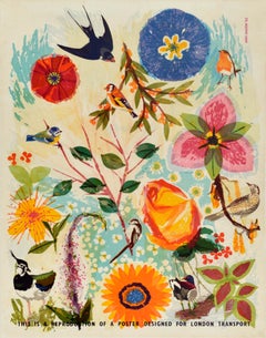 Vintage Travel Poster Ornithologist London Transport Nari Madon Birds Park