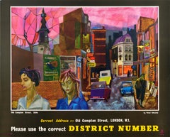 Original Vintage Advertising Poster Old Compton Street GPO Soho Peter Edwards