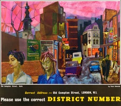 Original Vintage Advertising Poster Old Compton Street GPO Soho Peter Edwards