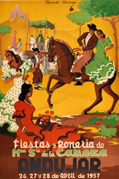 Original Vintage Travel Poster Andujar Andalusia Spain Festivity Lady Of Cabeza
