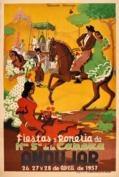 Original Vintage Travel Poster Andujar Andalusia Spain Festivity Lady Of Cabeza