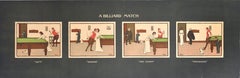 Affiche ancienne originale : match de billard, époque édouardienne, romance autour du snooker, Thackeray
