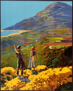 Original Vintage Travel Poster Come to Ulster Travel By Anchor Line Hiking