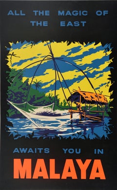 Original Vintage Travel Poster All The Magic Of The East Awaits You In Malaya