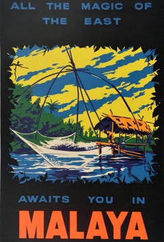 Original Vintage Travel Poster All The Magic Of The East Awaits You In Malaya
