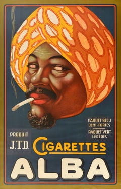 Original Antique Art Deco Tobacco Advertising Poster Cigarettes Alba Belgium