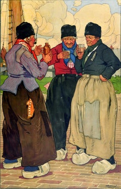 Original-Reiseplakat aus der Antike von Henri Cassiers: „Fischer“ – Belgien
