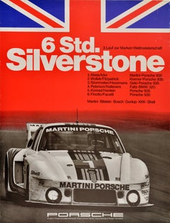 Original Vintage Sport Poster 1977 Silverstone 6 Hours Endurance Race Porsche