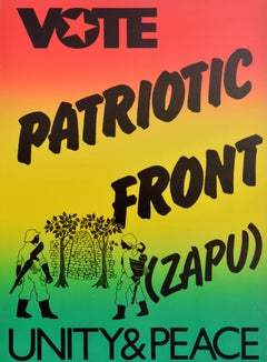 Original Vintage Propaganda Poster Vote Patriotic Front ZAPU Unity Peace