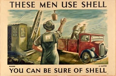 Original Vintage Poster These Men Use Shell You Can Be Sure of Shell Builders