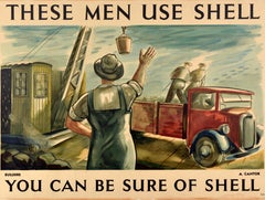 Original Vintage Poster These Men Use Shell You Can Be Sure of Shell Builders
