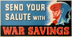 Original-Vintage-Kriegspropaganda-Plakat „Send Your Salute With War Savings“ (Zweiter Weltkrieg)