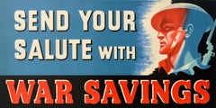Original-Vintage-Kriegspropaganda-Plakat „Send Your Salute With War Savings“ (Zweiter Weltkrieg)