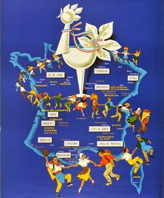 Original Vintage Drink Advertising Poster Vineyards Of France Cockerel Vignobles
