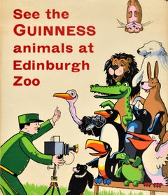 Original Vintage Drink Advertising Poster Guinness Edinburgh Zoo Photographer