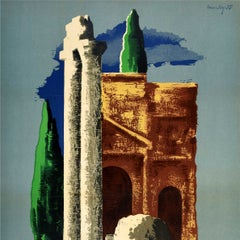 Affiche de voyage vintage originale : la France médiévale romaine, chemins de fer PLM, style moderniste