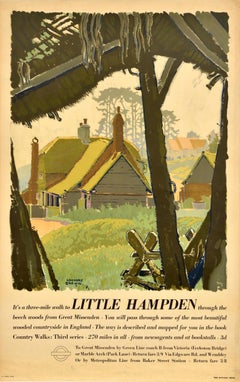 Original Vintage Travel Poster Little Hampden Buckinghamshire London Transport