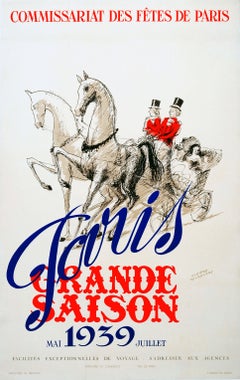 Original Vintage Advertising Poster Paris Grande Saison 1939 Horse Show