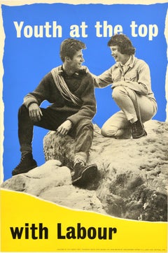 Original Vintage Political Election Poster Youth At The Top With Labour Party