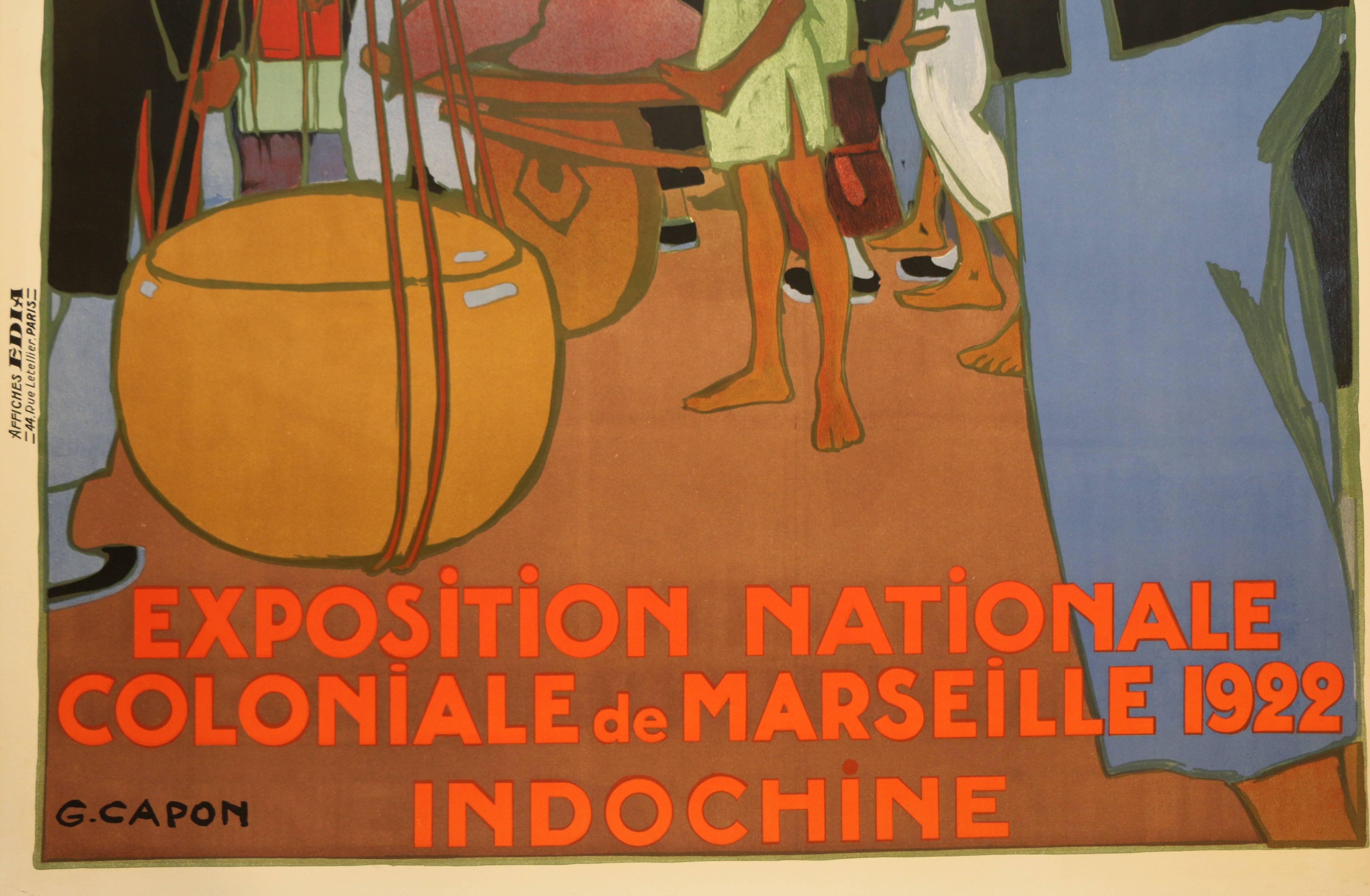 Paper Poster for the 1922 Marseille Colonial Show by Georges Capon, Art Deco, France