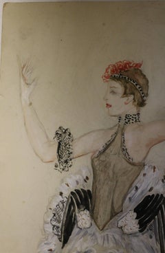 Watercolor by Nathalie Gontcharova, Ballet Costume, France, Art Deco, 1920s