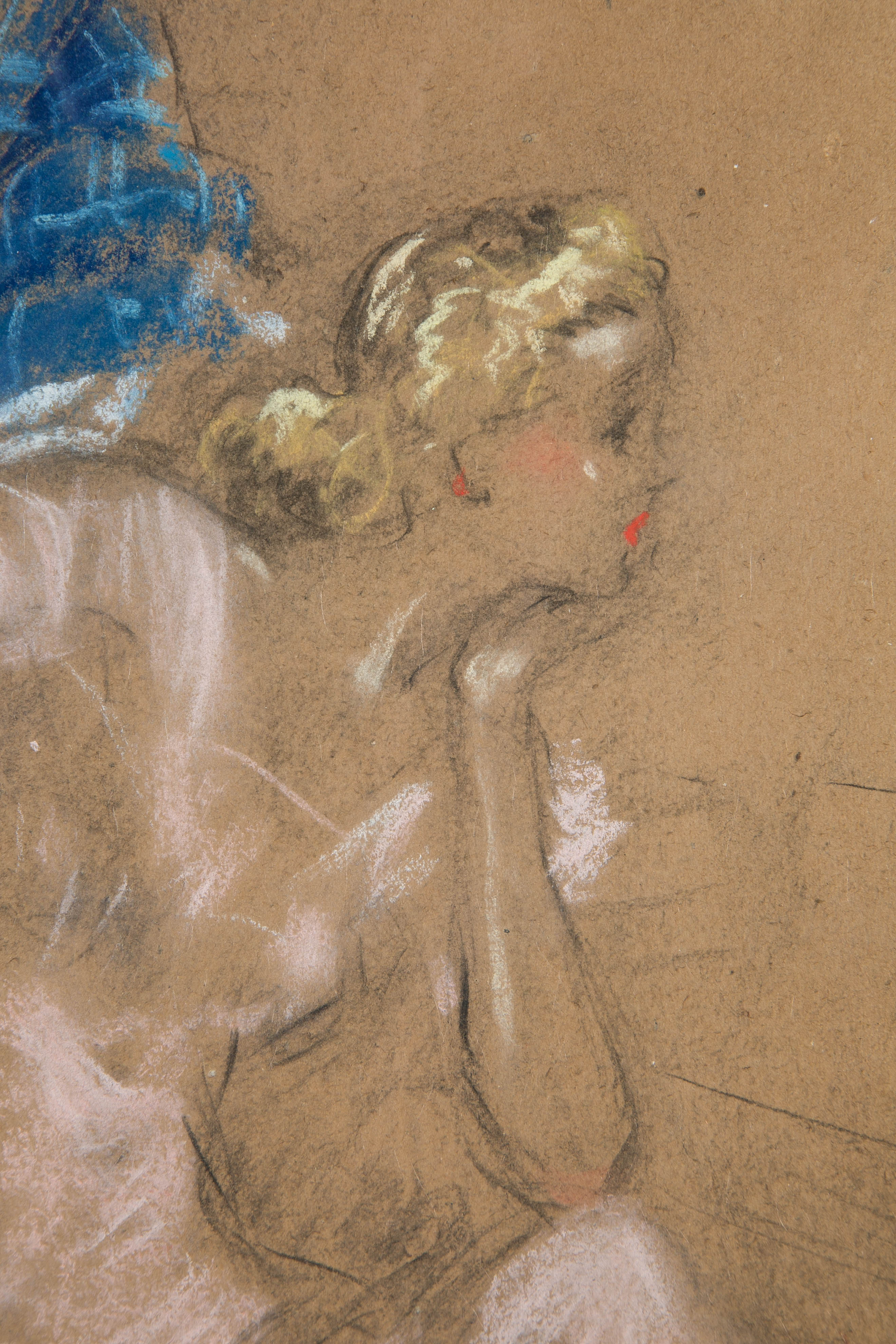 Two Ladies by Louis Icart, Pastel and Charcoal Drawing, 1930s In Good Condition In Paris, FR