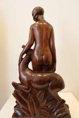 Diane, Sculpture en bois sculptée Art Déco de Geneviève Granger, France, vers 1930