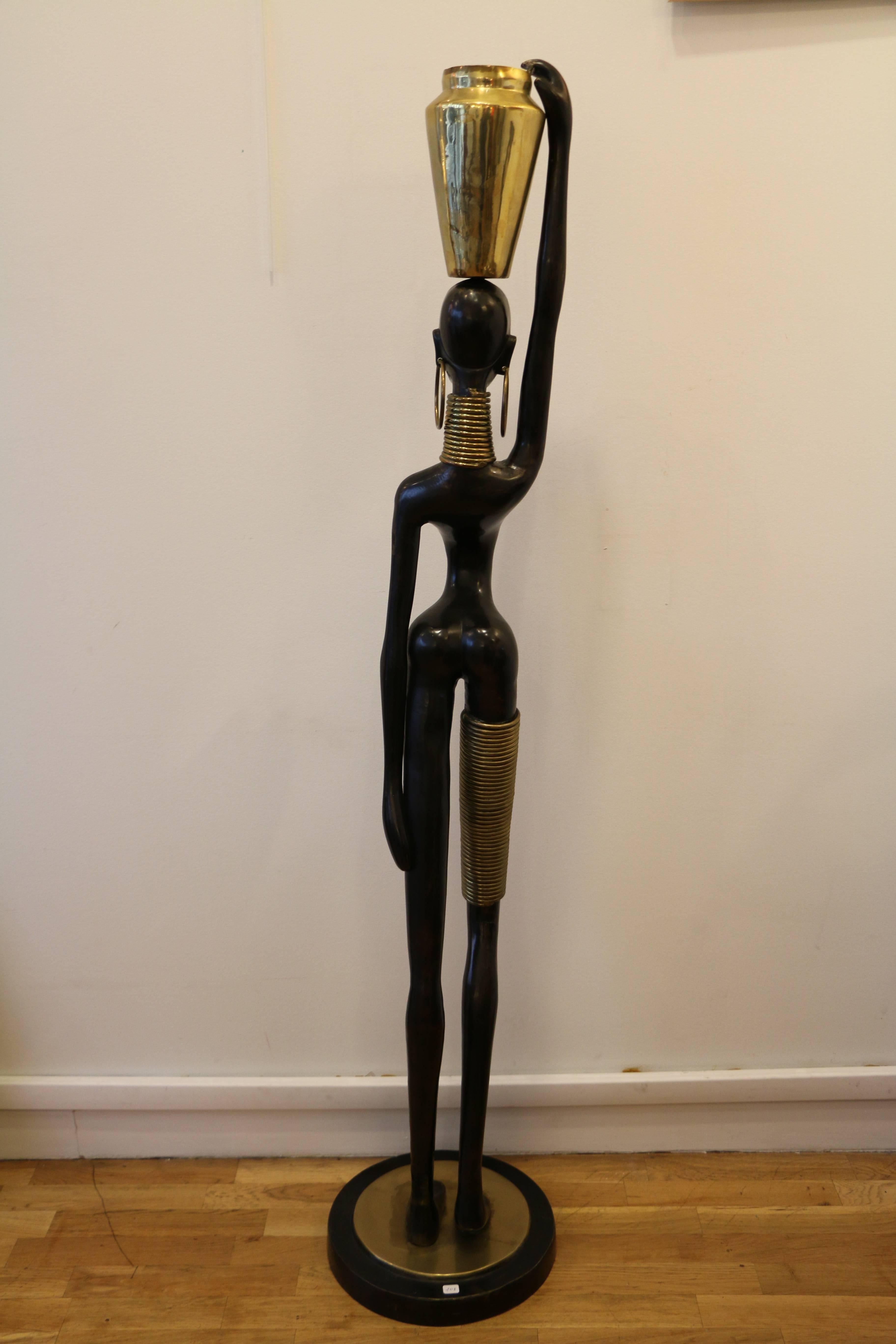 Gilt Spectacular Human Size Art Deco Bronze Sculpture by Karl Hagenauer, circa 1950