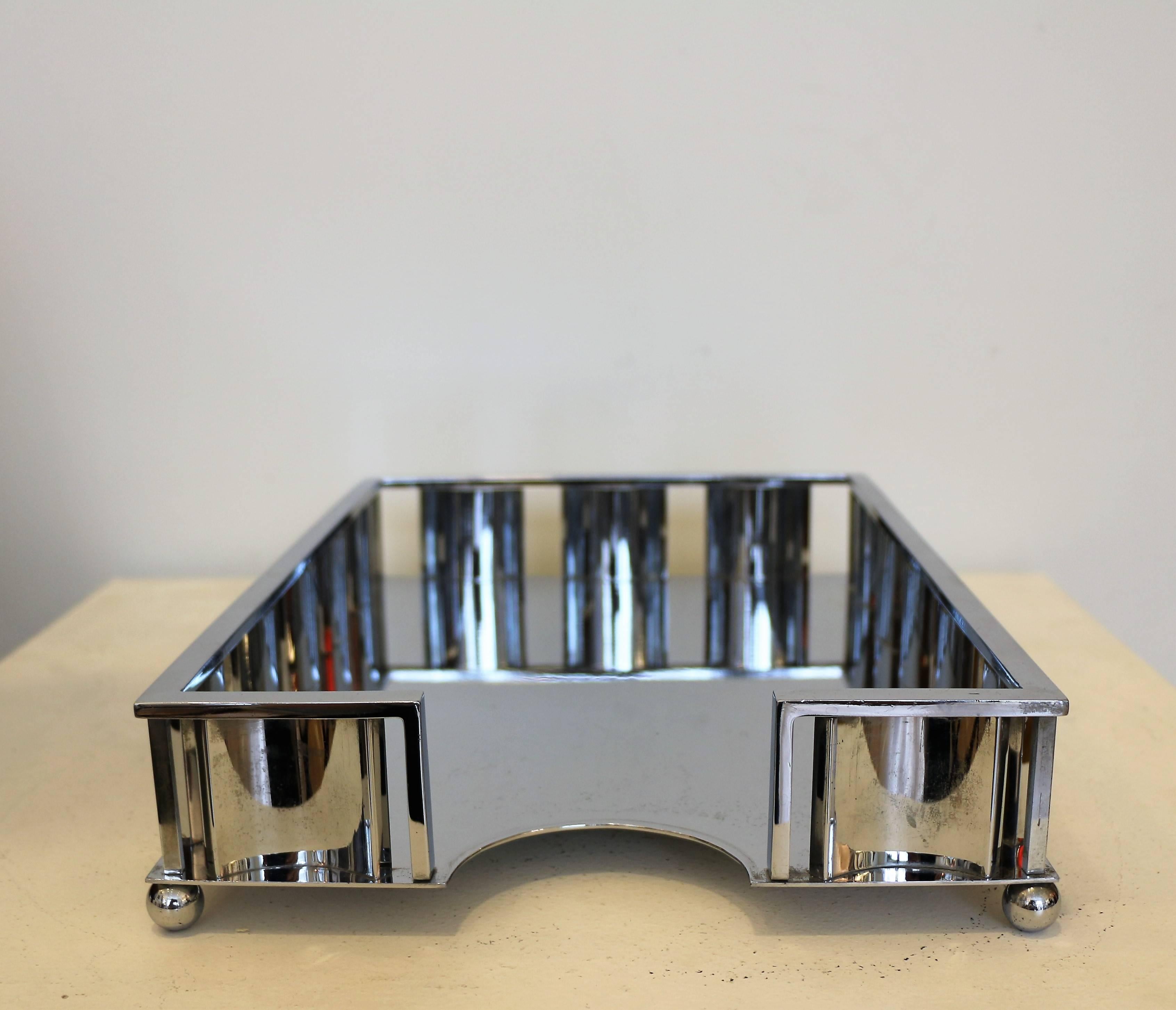 Modernist Letter Tray by Jacques Adnet Art Deco, France, circa 1930 4