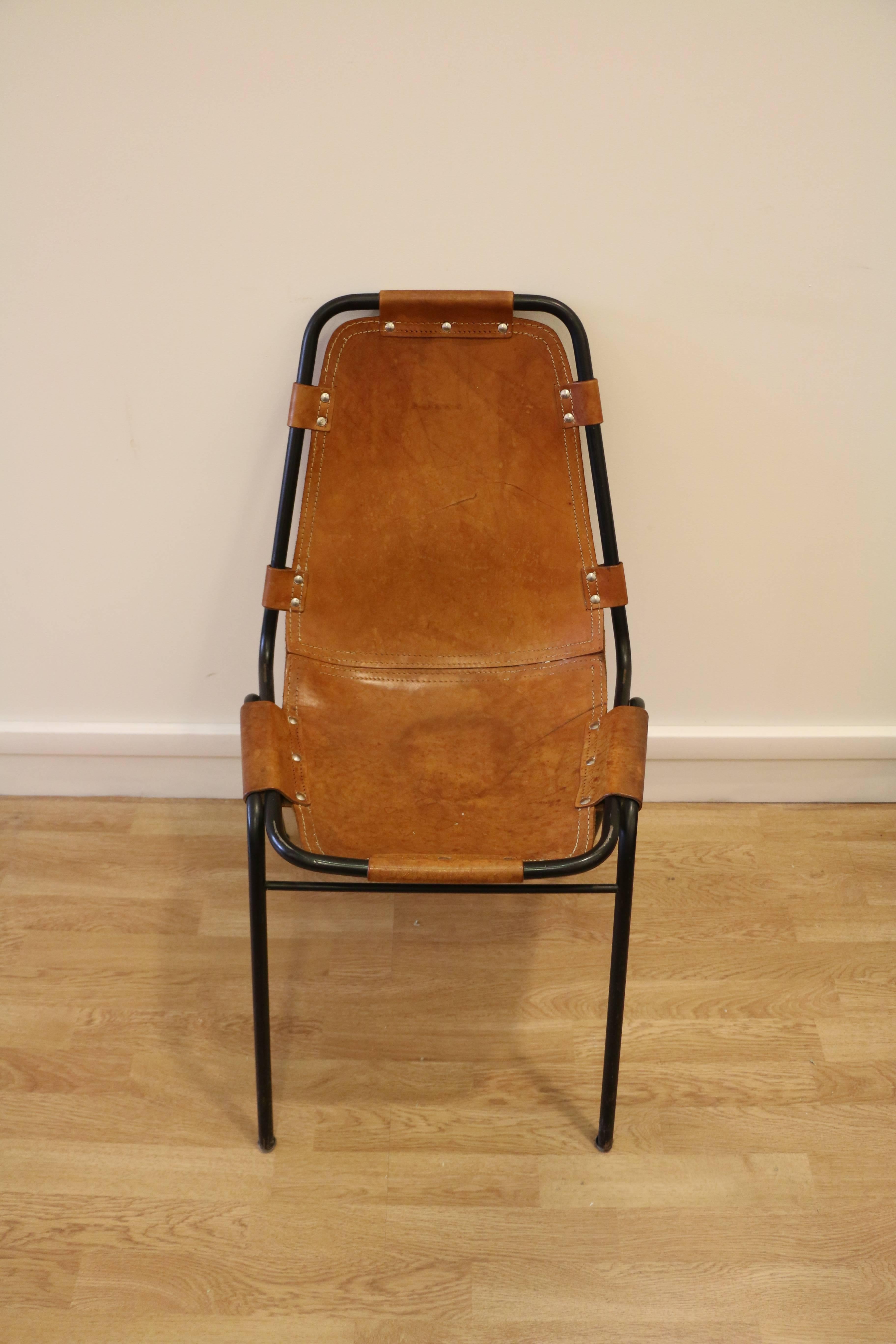French Set of Six Original Les Arcs Chairs, France, 1960s